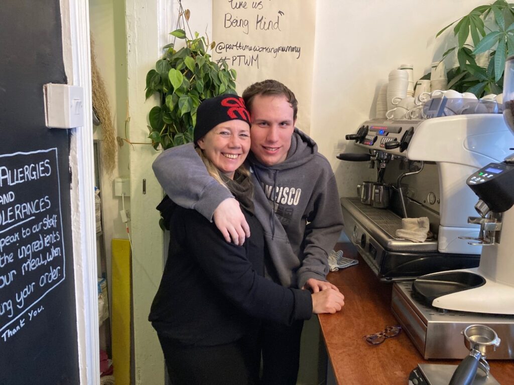 Craig and his colleague making coffees at Gaia.