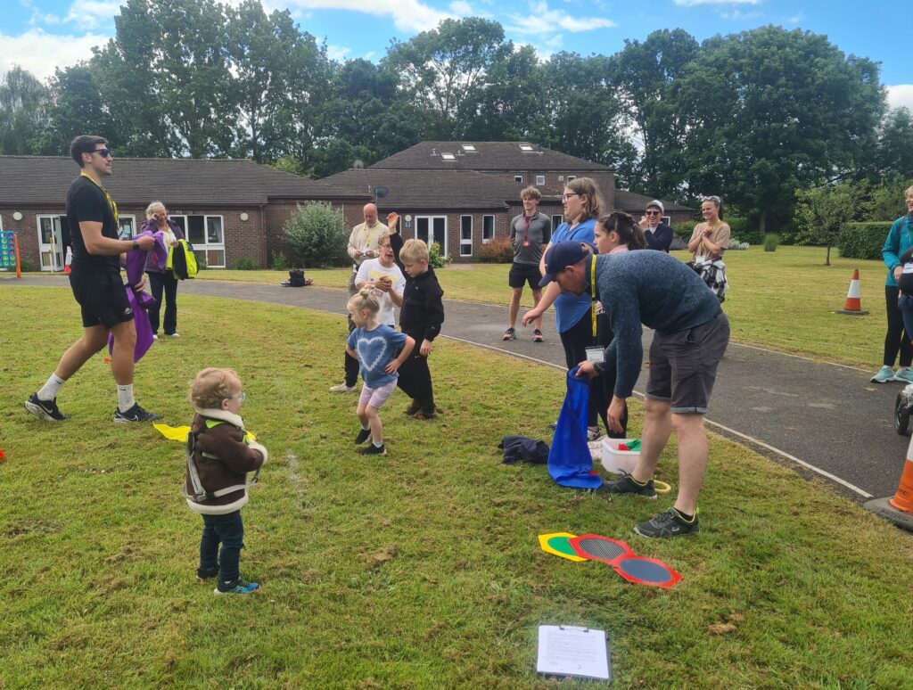 Children gather for sports day.